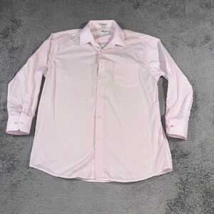 Berlioni Italy Mens Dress Shirt XL Pink Long Sleeve Cotton Blend Button Down XL